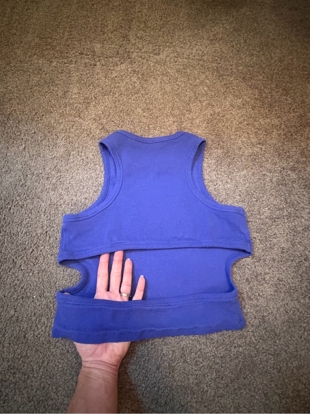 Cutout Racerback Crop Top -Blue